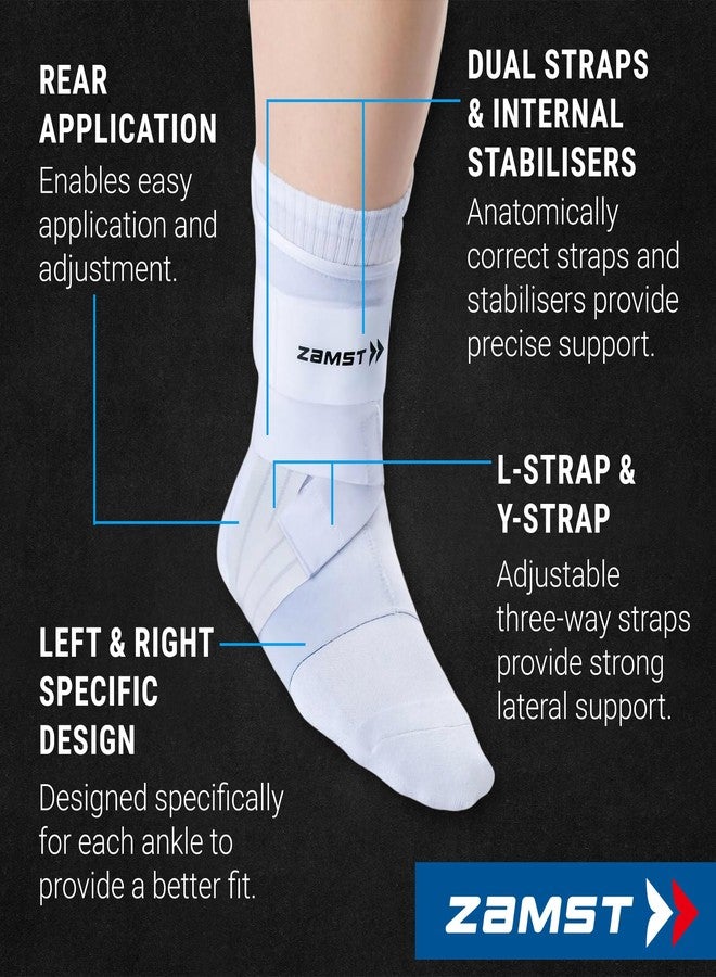 Zamst A1 White Ankle Brace for Sports - Breathable Sports Ankle Support for Men and Women with Adjustable Three Way Straps for Moderate Lateral Ankle Sprain - Right, Large - Image 3