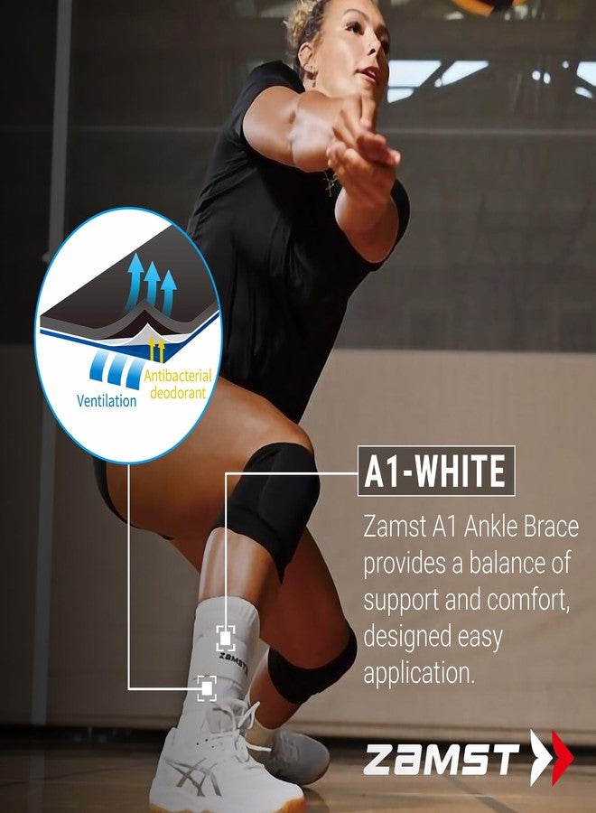 Zamst A1 White Ankle Brace for Sports - Breathable Sports Ankle Support for Men and Women with Adjustable Three Way Straps for Moderate Lateral Ankle Sprain - Right, Large - Image 2