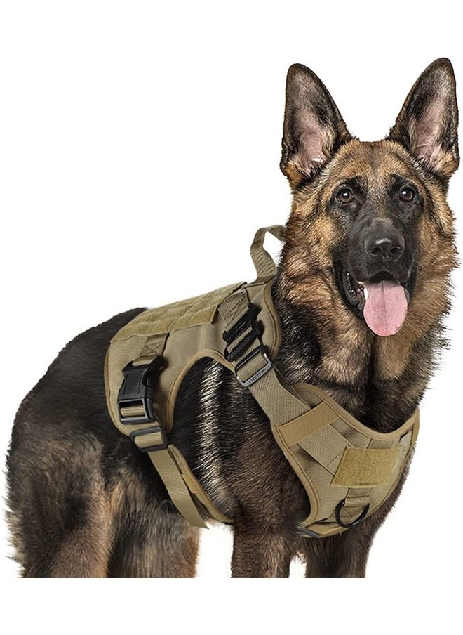 Rabbitgoo - rabbitgoo Tactical Dog Harness for Large Dogs, Heavy Duty Dog Harness with Handle, No-Pull Service Dog Vest Large Breed, Adjustable Military Dog Vest Harness for Training Hunting Walking, Brown, L - Image 1