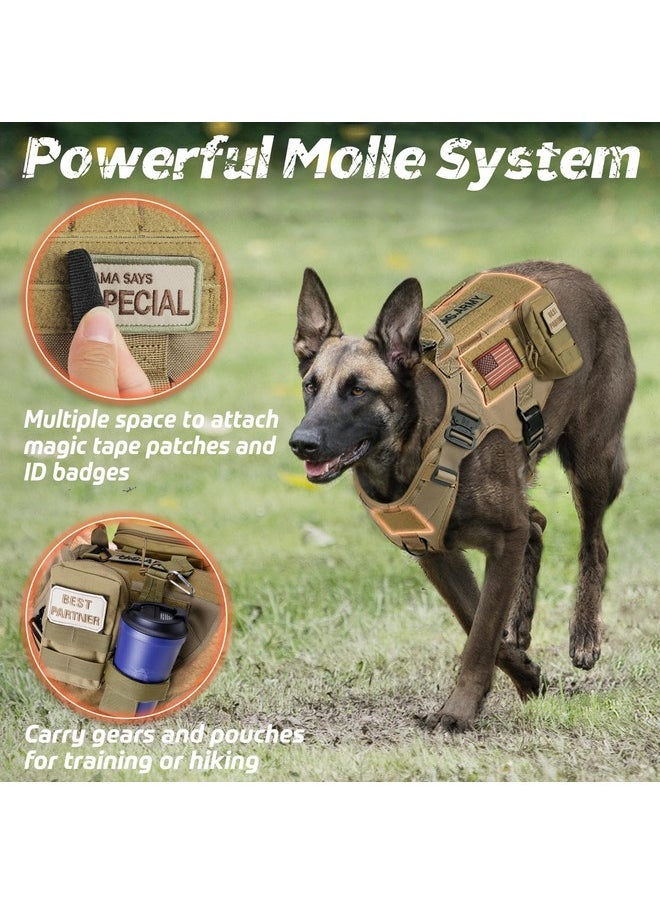 Rabbitgoo - rabbitgoo Tactical Dog Harness for Large Dogs, Heavy Duty Dog Harness with Handle, No-Pull Service Dog Vest Large Breed, Adjustable Military Dog Vest Harness for Training Hunting Walking, Brown, L - Image 1