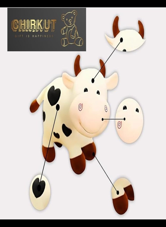 CHIRKUT Stuffed Milky Moo Cow Plush Soft Toy Stuffed Cartoon uper Soft 30cm Small Random Color Cow Soft Toy - Polyfill Washable Cuddly Soft Plush Toy - Helps to Learn Role Play - Image 4
