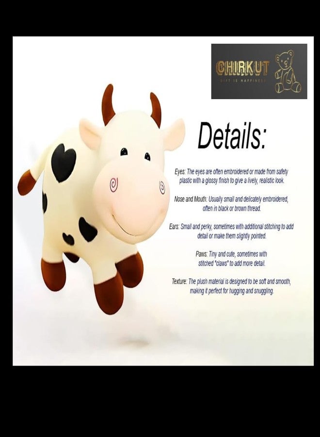 CHIRKUT Stuffed Milky Moo Cow Plush Soft Toy Stuffed Cartoon uper Soft 30cm Small Random Color Cow Soft Toy - Polyfill Washable Cuddly Soft Plush Toy - Helps to Learn Role Play - Image 5