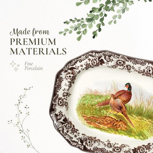 Spode Woodland Pheasant Octagon Serving Platter - 19” Plate for Thanksgiving & Special Occasions, Fine Porcelain, Dishwasher & Microwave Safe, Excellent for Fall Entertaining - Holiday Dinnerware Set - Image 4