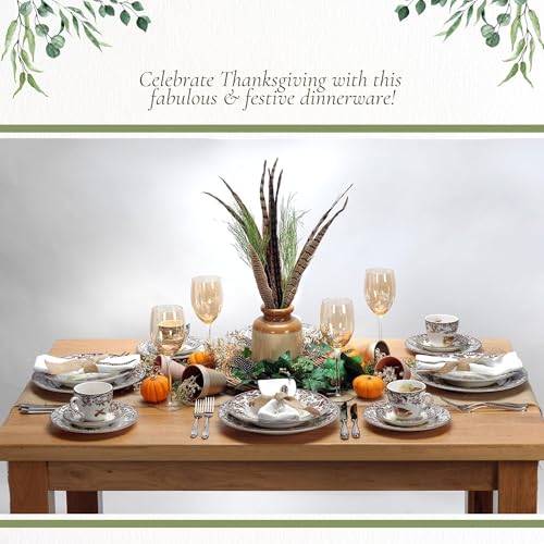 Spode Woodland Pheasant Octagon Serving Platter - 19” Plate for Thanksgiving & Special Occasions, Fine Porcelain, Dishwasher & Microwave Safe, Excellent for Fall Entertaining - Holiday Dinnerware Set - Image 5