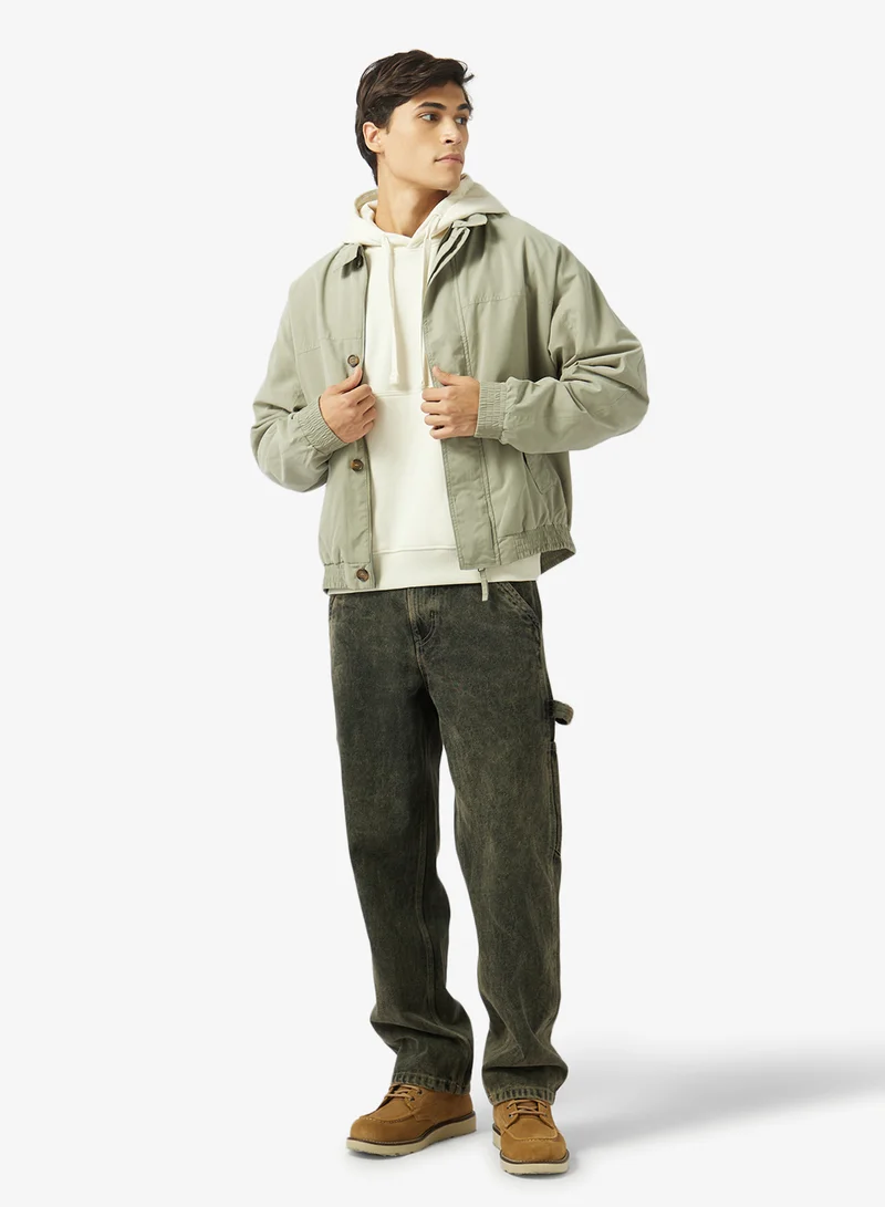 JACK & JONES Vetiver Casual Stand Collar Bomber Jacket for Men | Best Price UAE