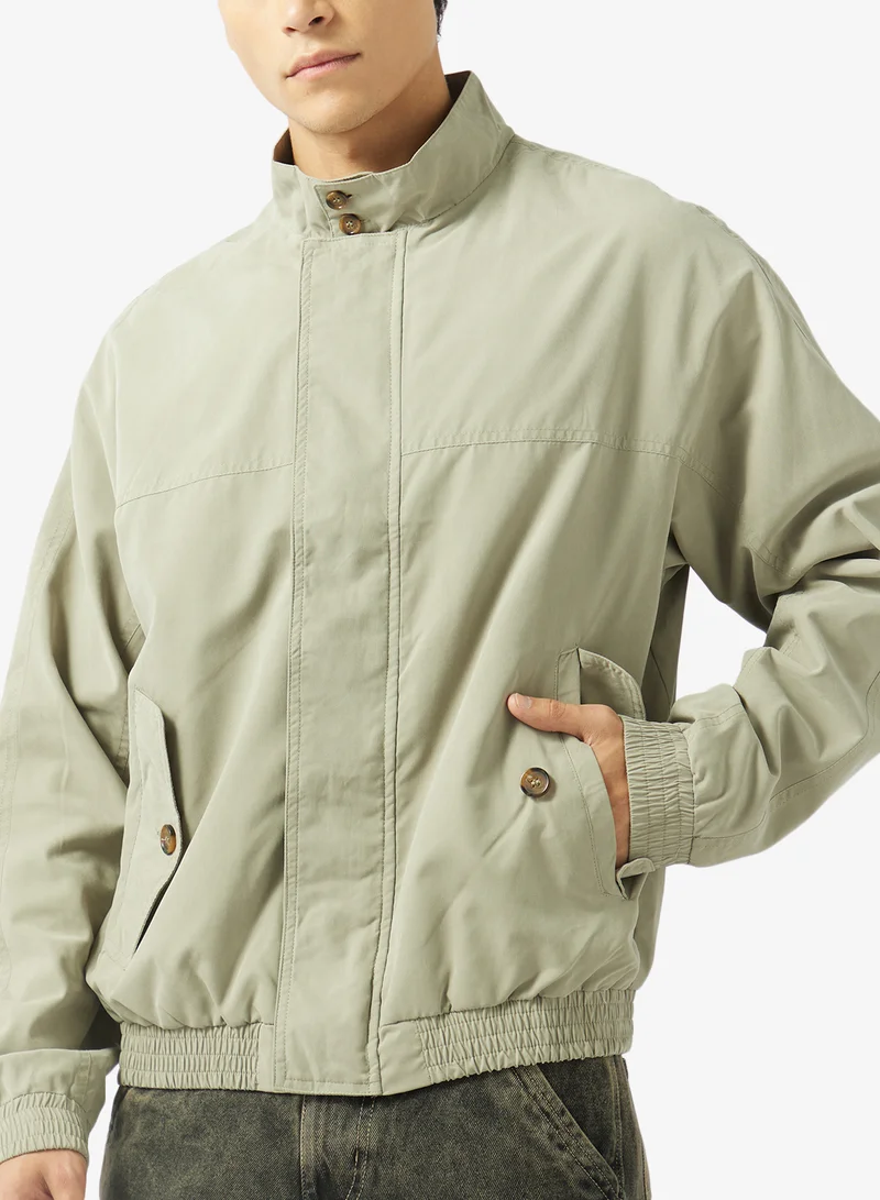 JACK & JONES Vetiver Casual Stand Collar Bomber Jacket for Men | Best Price UAE