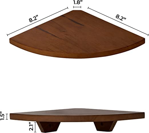 carpentray Corner Shelf Wall Mount 3 pcs Corner Shelf Natural Wood Floating Shelves Wall Shelves for Bedroom Living Room Bathroom Kitchen Brown - Image 3