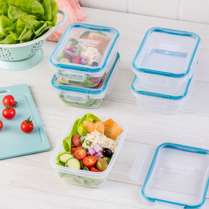 Snapware Plastic Total Solution 5-Pack (3-Cup) Food Storage Containers Set, Leakproof & Airtight Plastic Locking Lids Rectangular Tupperware, Non-Toxic BPA-Free Lids, Microwave Dishwasher Freezer Safe - Image 2