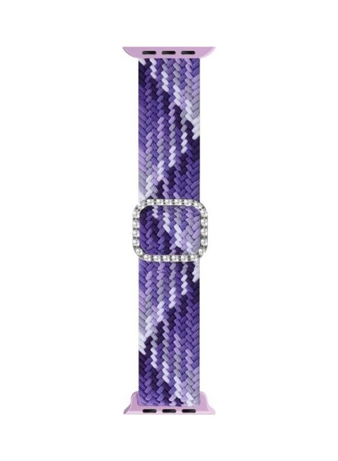 NIBEMINENT Adjustable Braided Elasticity Diamond Buckle Replacement Watchband Grape Purple - Image 1