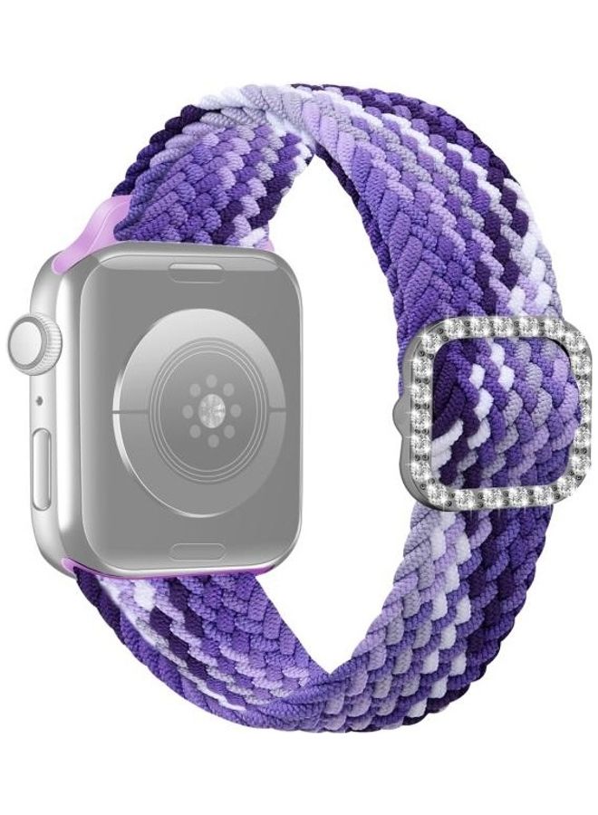 NIBEMINENT Adjustable Braided Elasticity Diamond Buckle Replacement Watchband Grape Purple - Image 2