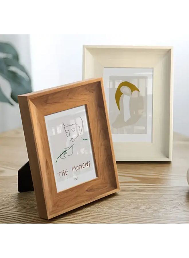 Vintage Wood Color Picture Frame 6 Inch Dual Use Tabletop Wall Hanging - Image 2