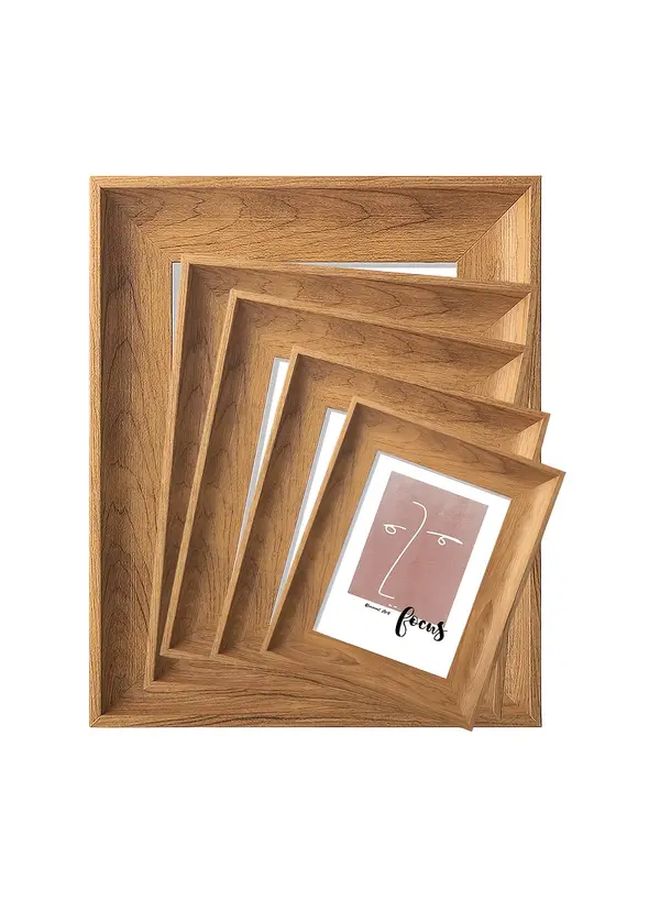 Vintage Wood Color Picture Frame 6 Inch Dual Use Tabletop Wall Hanging - Image 5