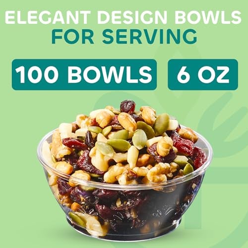 JoyServe Clear Mini Plastic Bowls - (Bulk 100 Pack) 6 Oz Disposable Premium Hard Plastic Dessert Bowls for Serving, Weddings, Catering, Parties, Salsa, Home or Event Party Supplies - Image 3