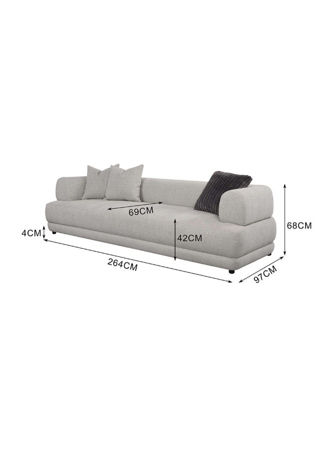 DANUBE HOME Dustin 4 Seater Fabric Sofa Modern Design Four Seat Sofas Comfortable Living Room Furniture L264xW97xH68cm - Light Grey - Image 5