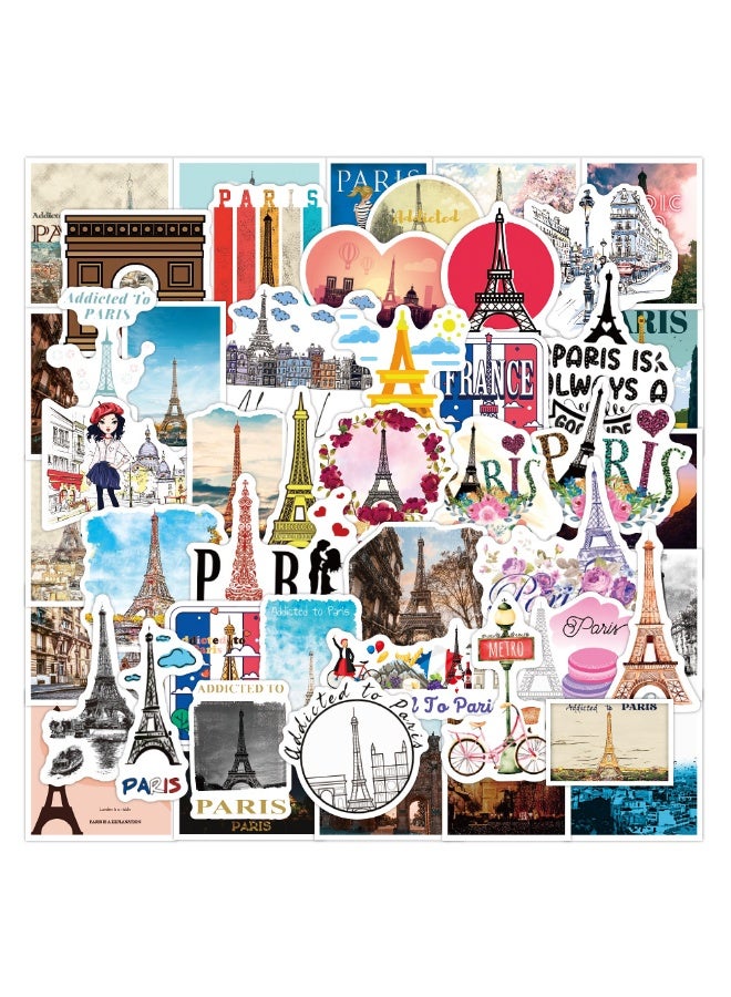 NIBEMINENT 50 Pcs Addicted To Paris Deco Kit Waterproof Stickers, High Definition Printing Bright Colors, Suitable for Laptop Skateboard Luggage Water Bottle Guitar DIY - Image 2