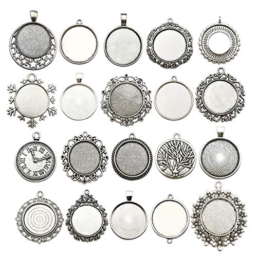 iloveDIYbeads All 32pcs(16 Sets) 18x25mm Enamel Black Oval Blank Bezel Pendant Trays Base Cabochon Settings Trays Pendant Blanks for Jewelry Making DIY Findings (M181) - Image 1