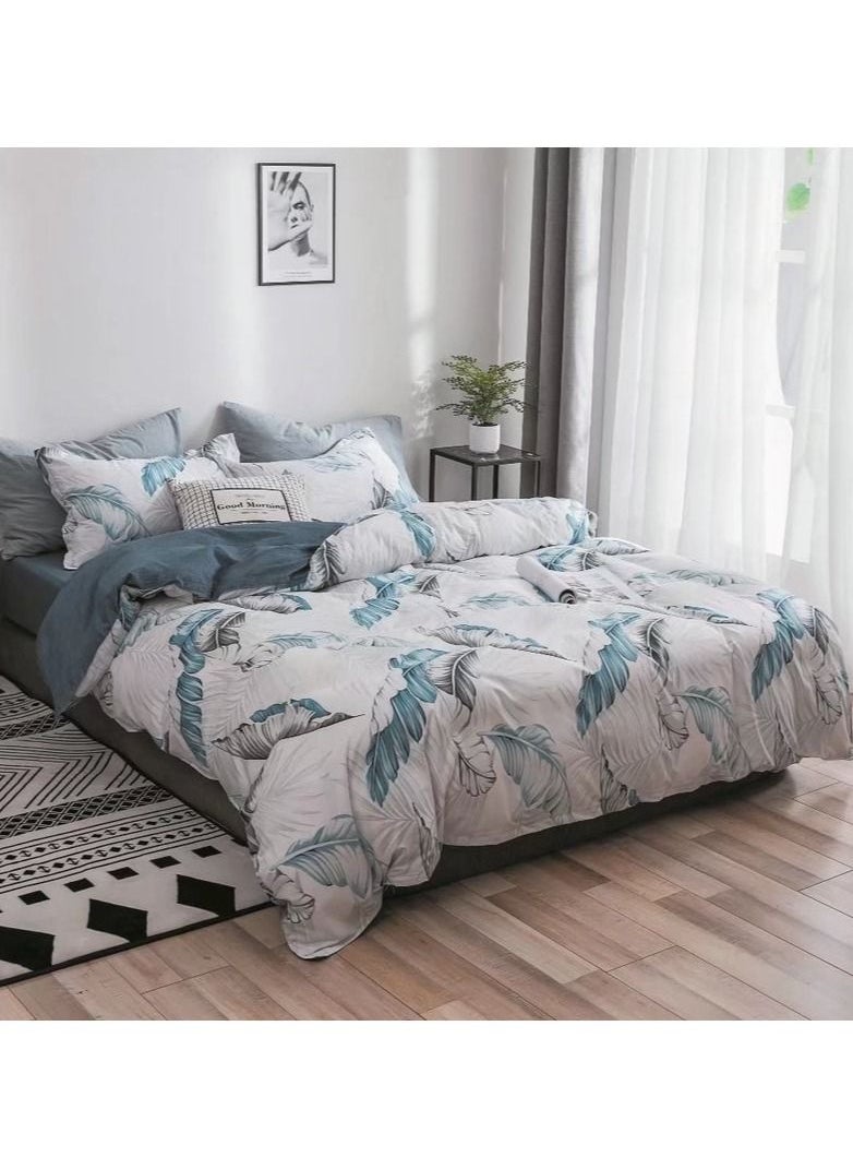 JIJI - 6-Piece Queen Duvet Cover and Bed Sheet Set - Includes Duvet Cover Fitted Sheet & 4 Pillowcases Complete Luxury Soft Microfiber Bedding Set Easy Care Deep Pocket with Zipper Closure Bedding Set - Image 1