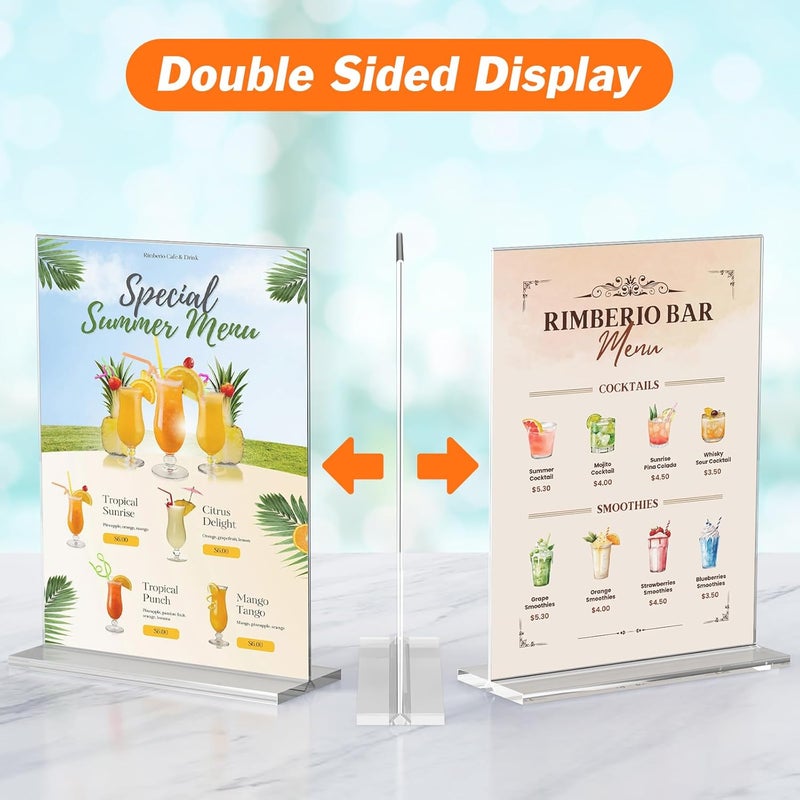 Dooiclear 3 Pack Acrylic Sign Holder 8.5 x 11 Inches, Clear Menu Holder Stand, Vertical Flyer Display Stand, Table Paper Holder, Desk Brochure Holder, Plastic Sign Display Stand for Restaurants, Office, Store - Image 3