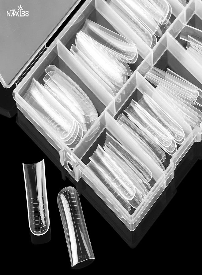 NMKL38 Diy 140PCS Clear Dual Nail Forms Full Cover Nail Mold Tips Arched Almond Acrylic Nail Extension Tools for Poly Gel Nail Art Salon - Image 2