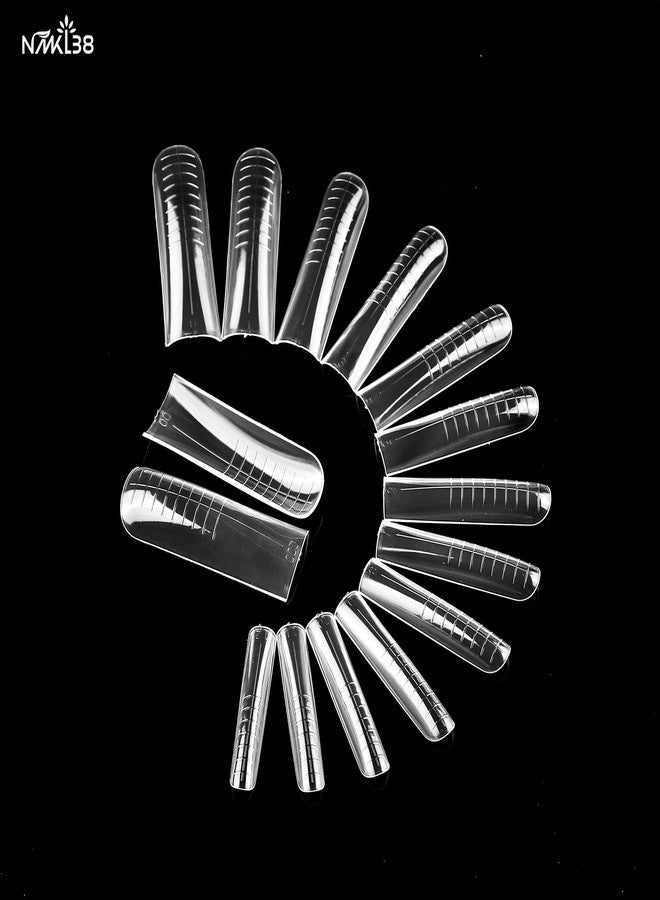NMKL38 Diy 140PCS Clear Dual Nail Forms Full Cover Nail Mold Tips Arched Almond Acrylic Nail Extension Tools for Poly Gel Nail Art Salon - Image 3