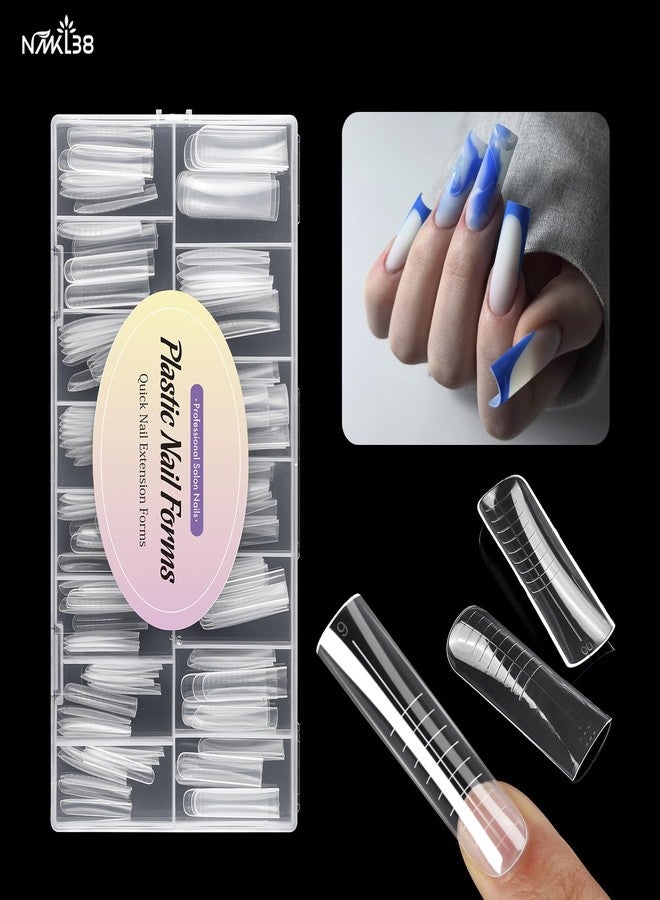 NMKL38 Diy 140PCS Clear Dual Nail Forms Full Cover Nail Mold Tips Arched Almond Acrylic Nail Extension Tools for Poly Gel Nail Art Salon - Image 4