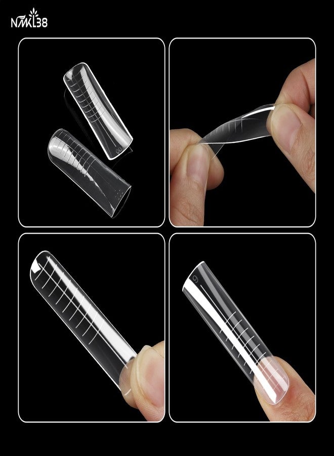 NMKL38 Diy 140PCS Clear Dual Nail Forms Full Cover Nail Mold Tips Arched Almond Acrylic Nail Extension Tools for Poly Gel Nail Art Salon - Image 5