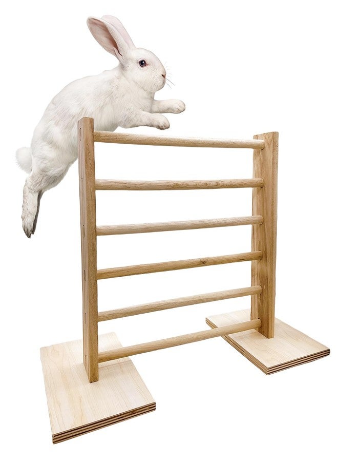 Hamiledyi Rabbit Jump Bar Bunny Agility Equipment Set Wooden Rabbit Obstacle Exercise Toys Adjustable Height Training Jumping Hurdles for Bunny Guinea Pig Ferret Squirrel - Image 1