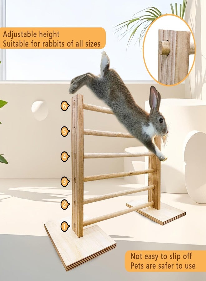 Hamiledyi Rabbit Jump Bar Bunny Agility Equipment Set Wooden Rabbit Obstacle Exercise Toys Adjustable Height Training Jumping Hurdles for Bunny Guinea Pig Ferret Squirrel - Image 2