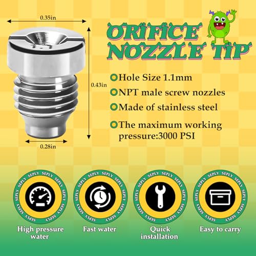 SEPLY 3 Pieces 1.1 mm Orifice Foam Cannon Nozzle and Foam Maker Meshes Kit for Foam Cannon Replacement Thread Nozzle Tips and Mesh Filter, with Cleaning Tools, 3000PSI - Image 2