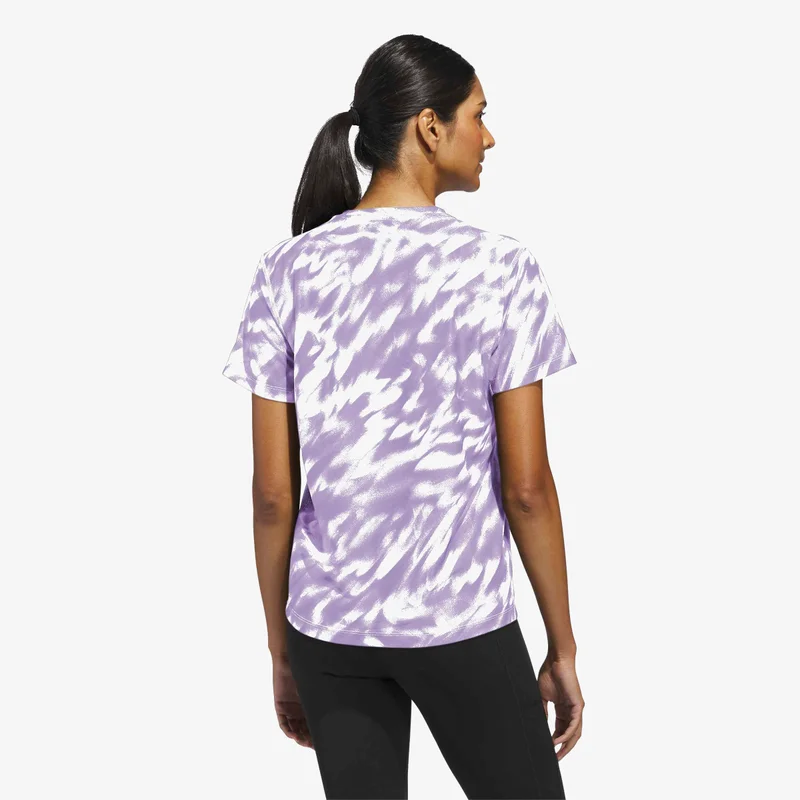 Adidas Ice Lavender/Powder Plum Own The Run Allover Print T-Shirt for Women | Best Price UAE