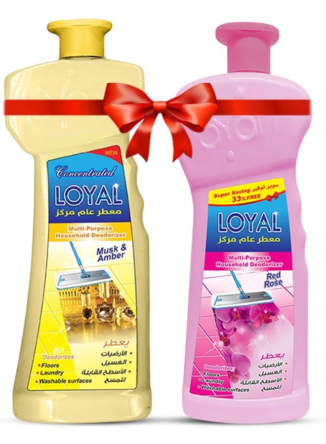 لويال عطر منزلي متعدد الاستخدامات، عبوتان سعة 2100 مل، برائحة المسك والعنبر والورد الأحمر