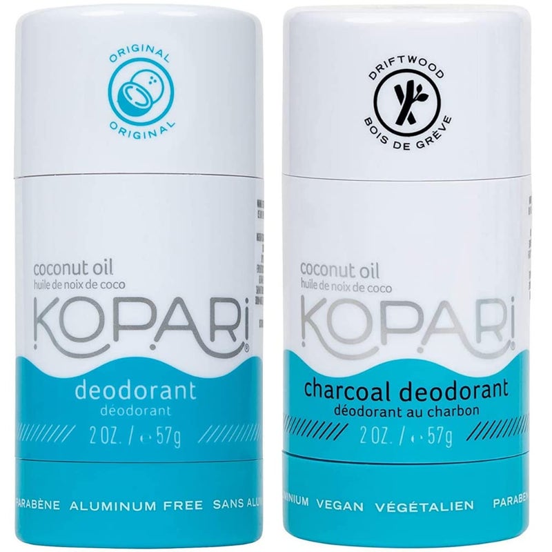 Kopari Kopari Aluminum Free Coconut Deodorant, Non Toxic & Clean Plant-Based, No Parabens or Baking Soda, Long Lasting Protection, Original & Charcoal 2 Pack - Image 1