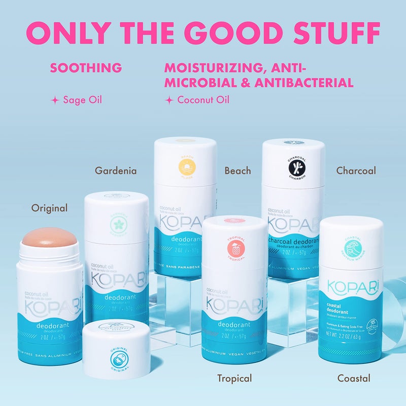 Kopari Kopari Aluminum Free Coconut Deodorant, Non Toxic & Clean Plant-Based, No Parabens or Baking Soda, Long Lasting Protection, Original & Charcoal 2 Pack - Image 4