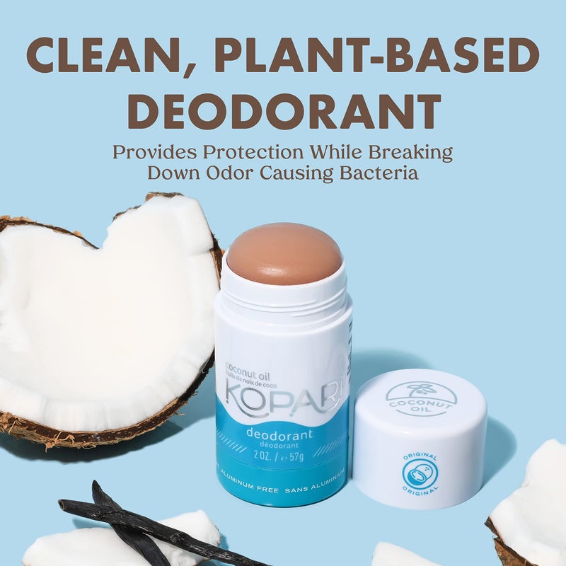 Kopari Kopari Aluminum Free Coconut Deodorant, Non Toxic & Clean Plant-Based, No Parabens or Baking Soda, Long Lasting Protection, Original & Charcoal 2 Pack - Image 2