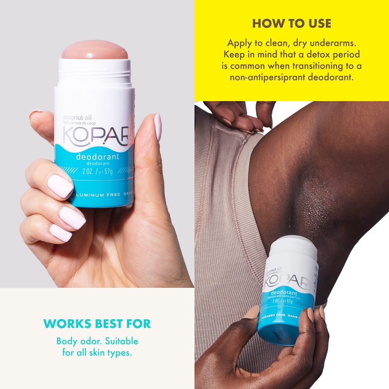 Kopari Kopari Aluminum Free Coconut Deodorant, Non Toxic & Clean Plant-Based, No Parabens or Baking Soda, Long Lasting Protection, Original & Charcoal 2 Pack - Image 5