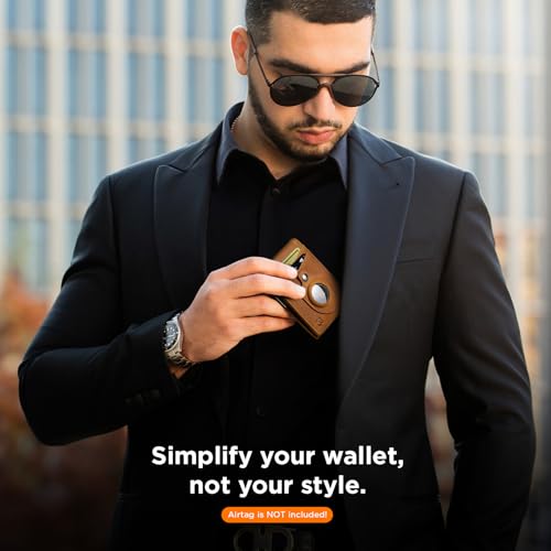 SERMAN BRANDS محفظة SERMAN BRANDS AirTag - محفظة رجال بسيطة مع حافظة نقود مانعة لتقنية RFID - جلد كامل الحبة - ثنائية الطي نحيفة. محفظة جيب أمامية لأجهزة Apple AirTag للرجال. هدية CA Desert Transformer Air - Image 2