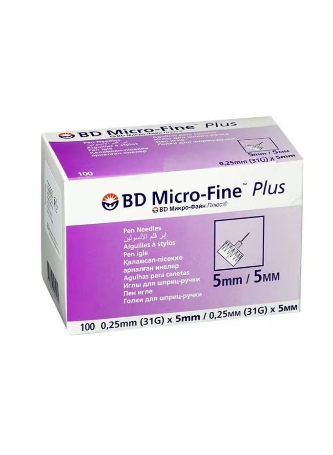 Micro-Fine Plus Insulin Pen Needles 31G x 5mm Sterile Disposable Needles 100 Pieces