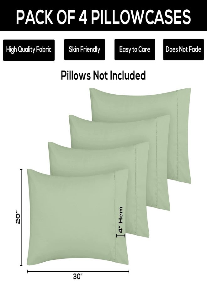 Utopia Bedding Queen Pillow Cases - Pack of 4 - Envelope Closure - Soft Brushed Microfiber Fabric - Shrinkage and Fade Resistant Pillow Covers Queen Size 20 X 30 Inches (Queen, Sage) - Image 3