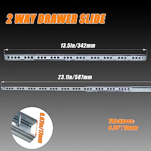 Luomorgo 2 Pcs Metal Drawer Slides 135 Inch Drawer Slide Ball Bearing Two Way Slide Track Rail Heavy Duty Dresser Drawer Slides for Kitchen Cabinet - Image 3