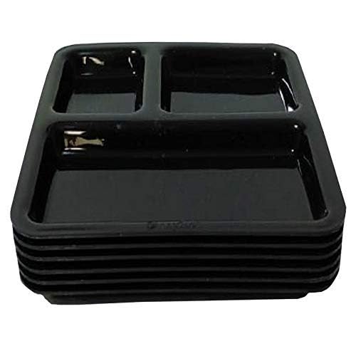 Everbuy® Food-Grade Virgin (Microwave-Safe) 3-Compartments Divided-Dinner 9 Inches Pav Bhaji Plates (Pack of 6, Black) - Image 3