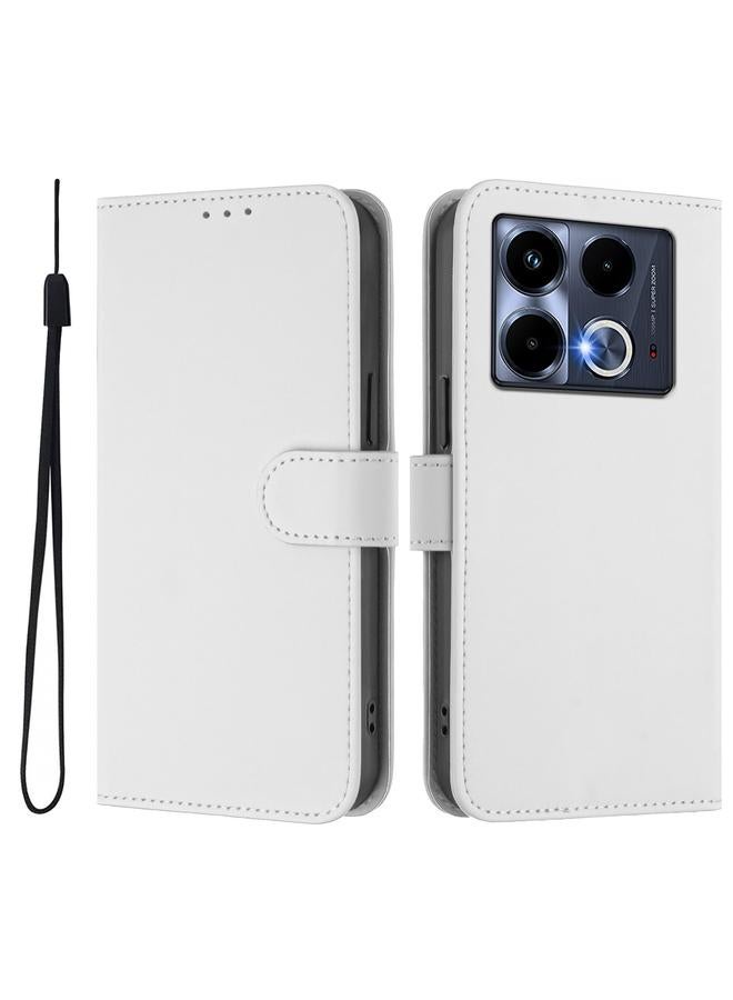 S-TOP Case For Infinix Note 40 4G Skin Feel Solid Color Leather Phone Case with Lanyard - Image 2