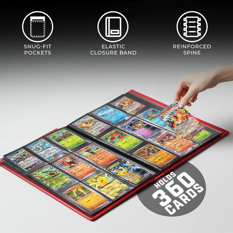 Card Guard Trading Card Binder Pro-Folio – 9 Pocket Binder - Side-Loading Album, Durable & Acid-Free Storage for Pokémon, YuGiOh, MTG, TCG, Game & Sports Cards, Red - Image 3