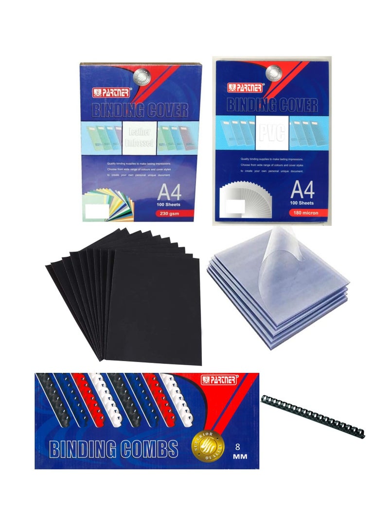 PARTNER Binding Accessories With 8mm Comb Black - Image 1