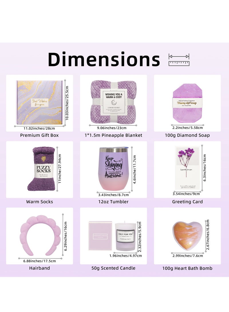 KINGMAZI Birthday Gifts for Mom, Spa Gifts for Women, Get Well Soon Gift Baskets, Self Care Gifts for Women, Care Package with Flannel Blanket for Mom, Friendship, Wife, Sister - Image 2