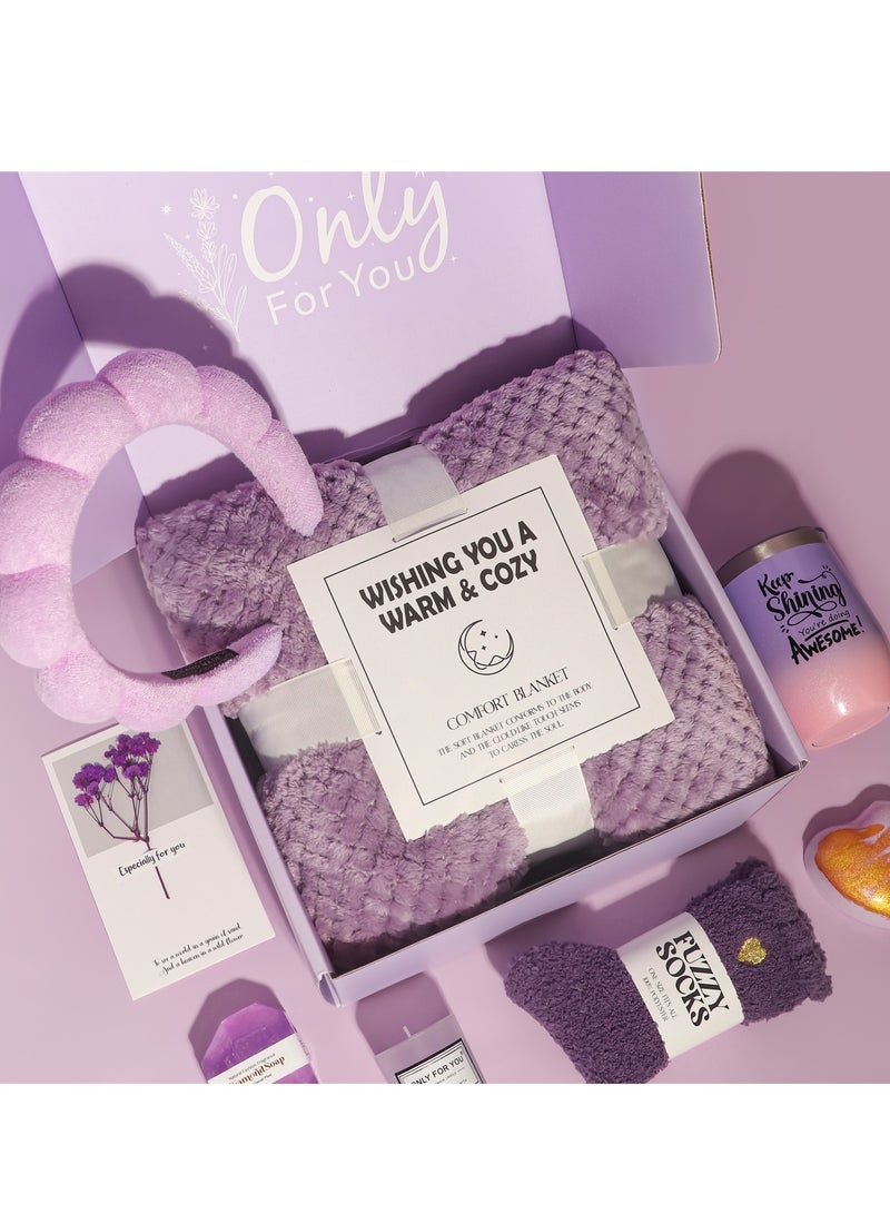 KINGMAZI Birthday Gifts for Mom, Spa Gifts for Women, Get Well Soon Gift Baskets, Self Care Gifts for Women, Care Package with Flannel Blanket for Mom, Friendship, Wife, Sister - Image 3