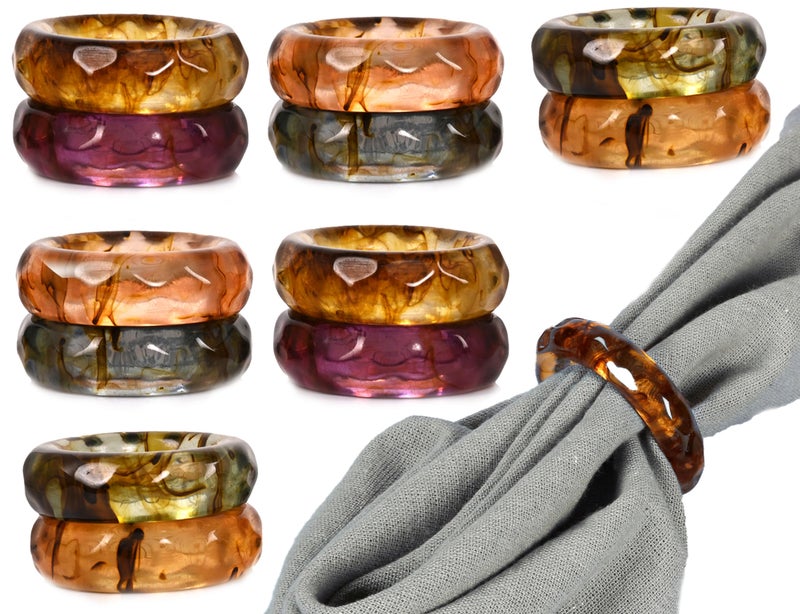 Alpha Living Home ALPHA Living HOME Spring Napkin Rings  Set of 12 MultiColor Epoxy Resin Napkin Holders for Modern Tabletop Decor Perfect for Weddings Parties  Everyday Dining 