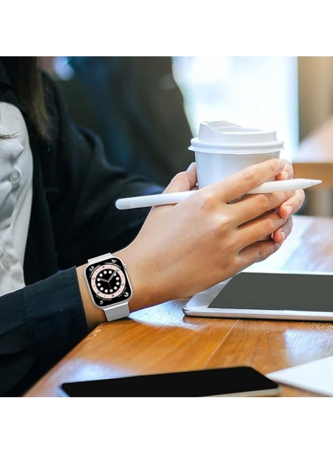 نيو سوار ميلانو مغناطيسي لساعة Apple Watch Ultra / Ultra 2 / Ultra 3 (49 مم) - حزام شبكي من الفولاذ المقاوم للصدأ للرجال والنساء، سوار معصم معدني قابل للتهوية مع إغلاق مغناطيسي آمن (فضي) - Image 2