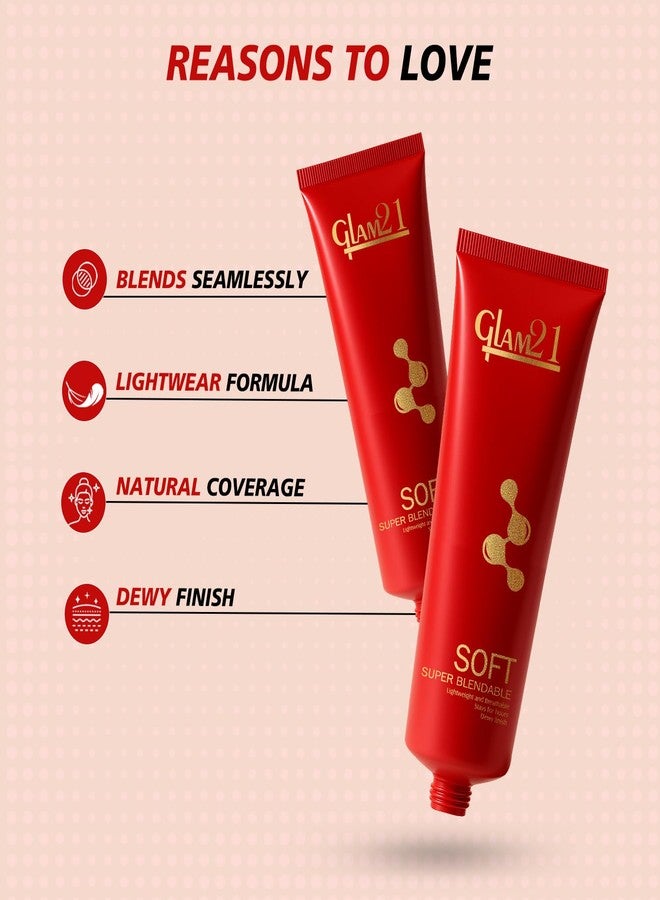 Glam 21 Glam21 Blendable Tube Foundation | Hides Skin Imperfections, Dark Spots, Fine lines | Lightweight | Suitable for All | 6 Shades Match Indian Skin Tones | 70gm |02-Natural - Image 3