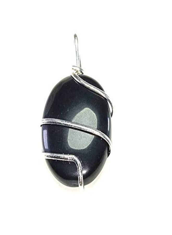 CA AGATE Black Agate Oval Healing Pendant Necklace Wire Wrapped Black Agate Oval Healing Crystals Pendant - Image 4