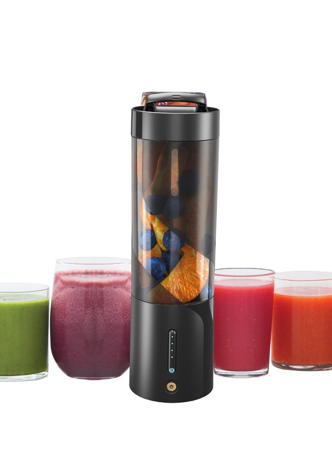 PORTABLE BLENDER, CORDLESS BLENDER FOR SHAKES AND SMOOTHIES WITH 16 OZ CUP AND LEAKPROOF LID, DURABLE STAINLESS STEEL BLADES FOR POWERFUL BLENDING PERFORMANCE, MAGNETIC RECHARGEABLE, BLACK